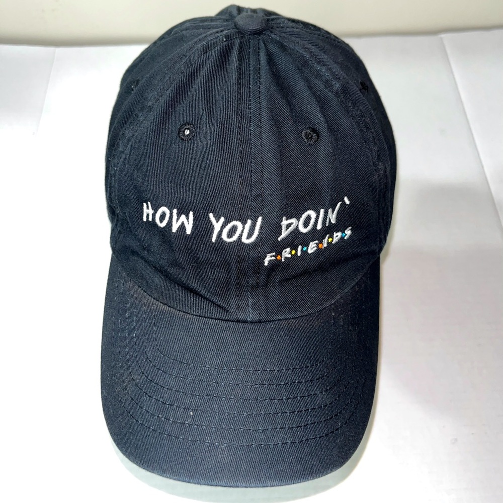 Friends TV Show Strapback Dad Cap Black OS How You Doin’ Catchphrase Embroidered